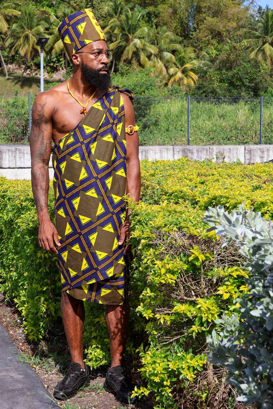 ROYAL.                                     Ensemble homme en tissu Africain